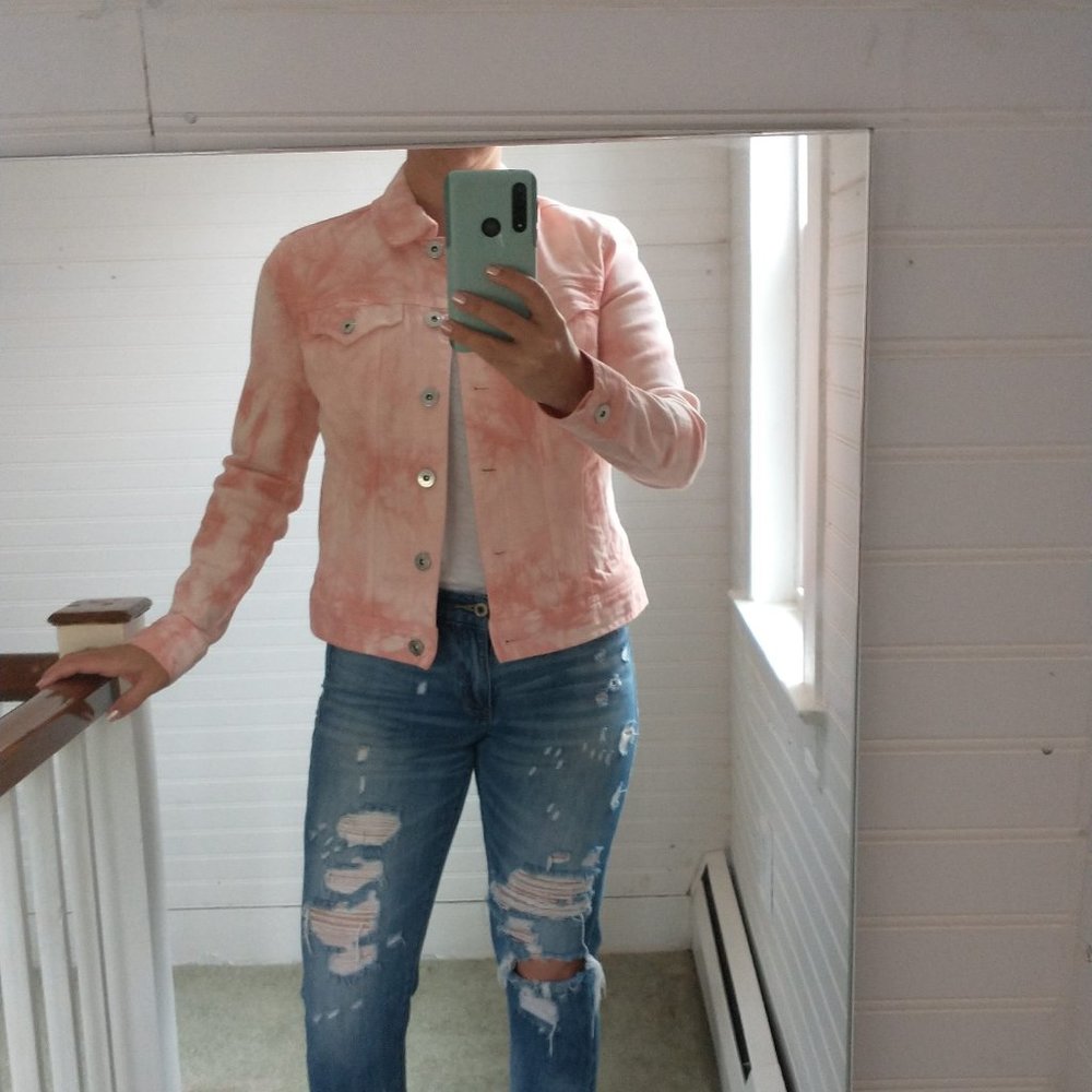 NWOT Style & Co Coral Tie-Dye Denim Jacket XS